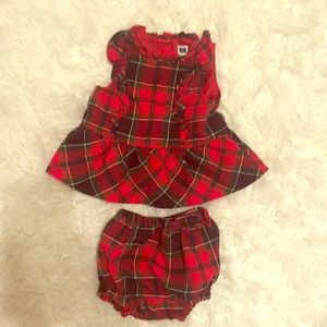 Holiday plaid peplum top with bloomers